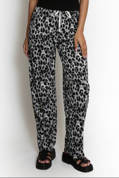 Leopard Print Wide Leg Trousers