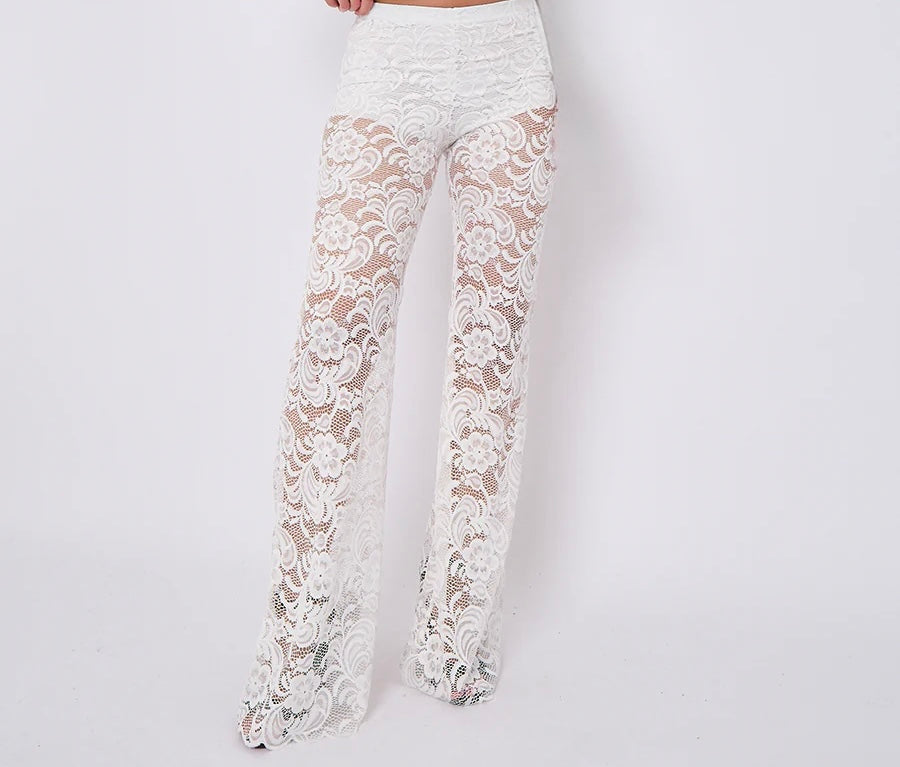 Sheer Floral Lace Trousers