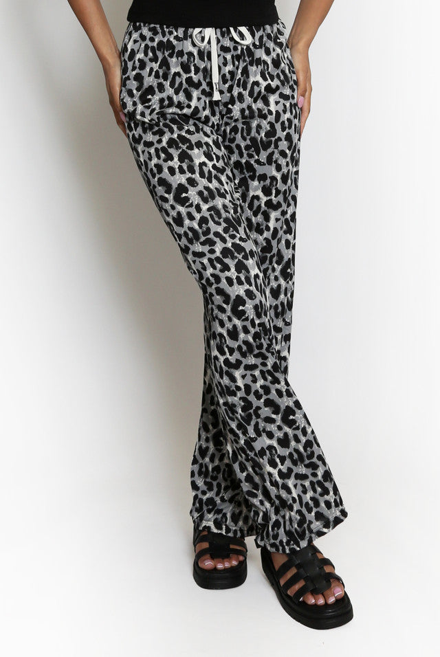 Leopard Print Wide Leg Trousers