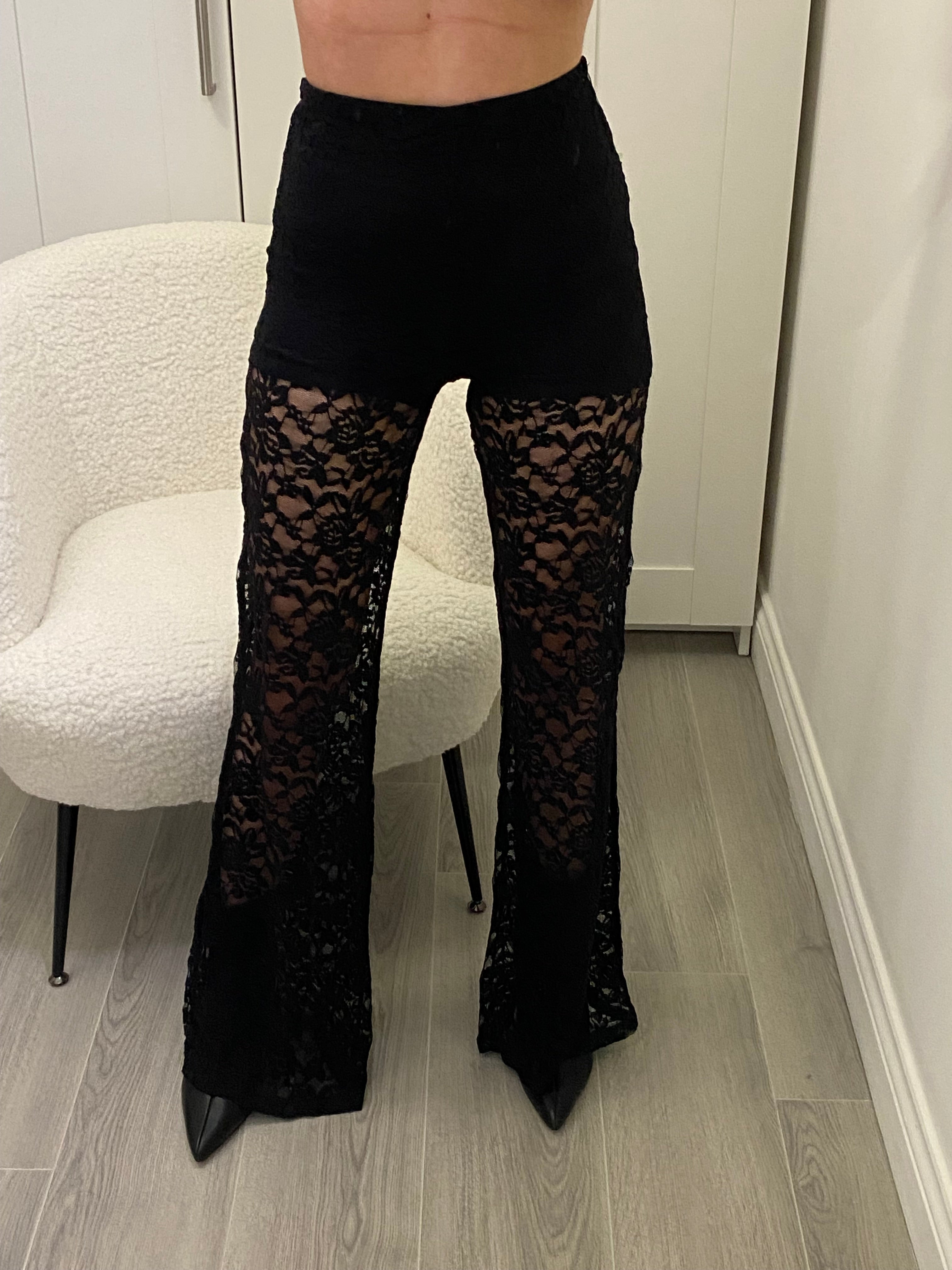 Sheer Floral Lace Trousers