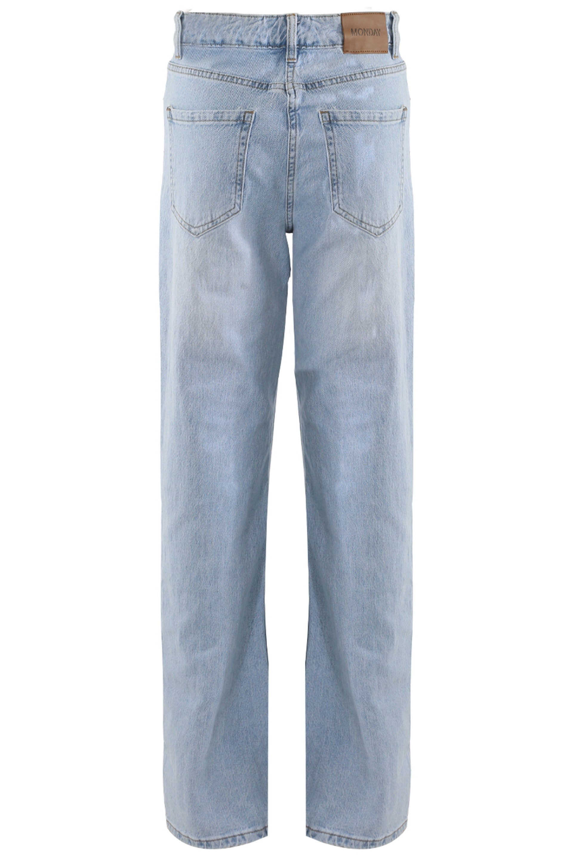 Blue Wash High Waisted Straight Leg Jeans