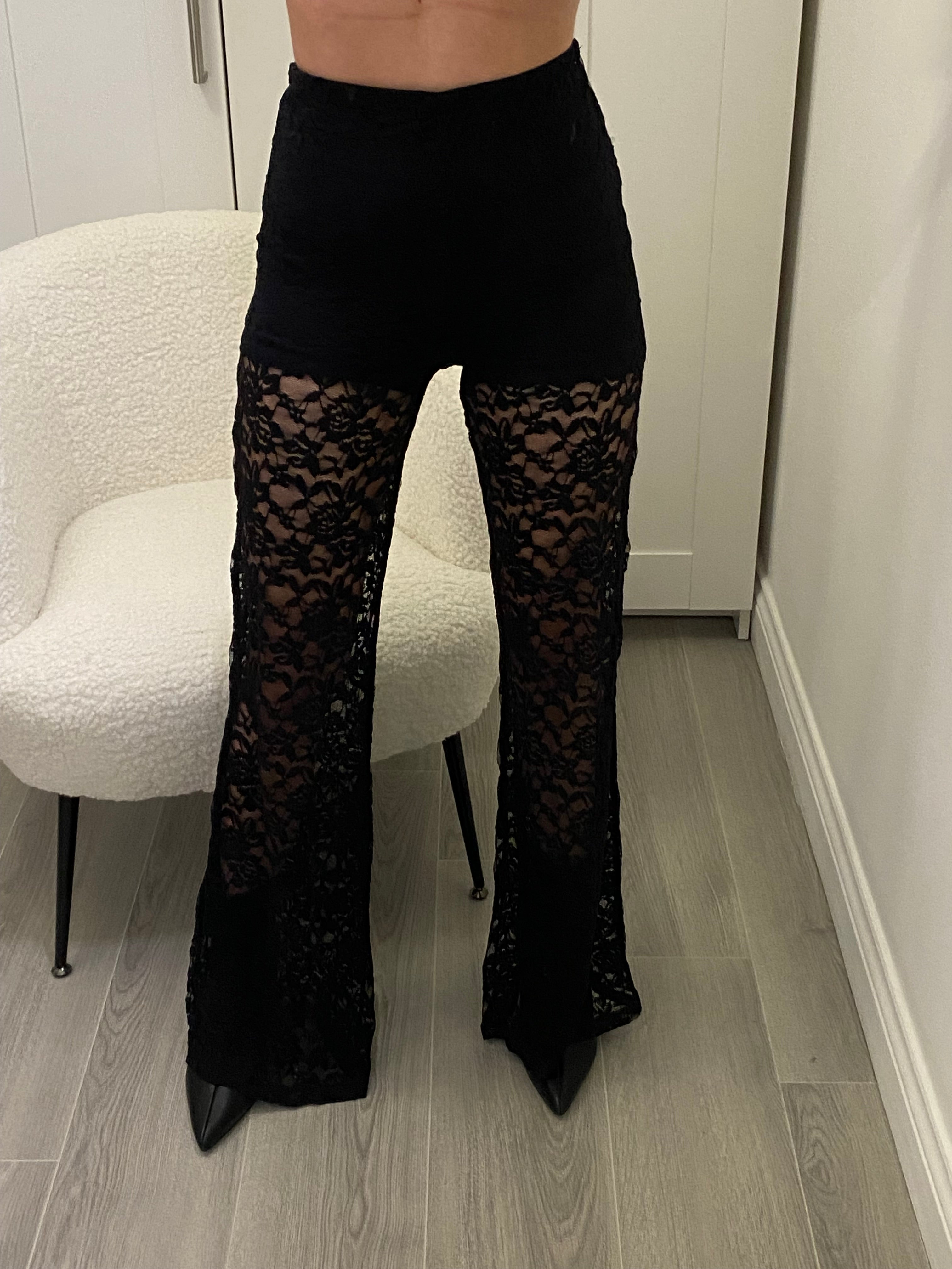 Sheer Floral Lace Trousers