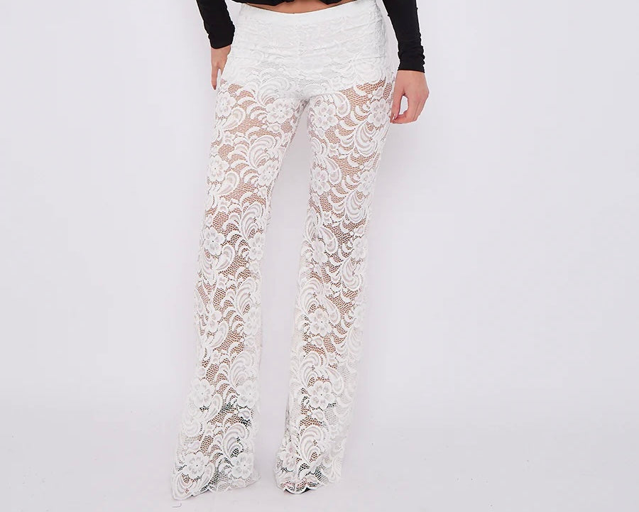 Sheer Floral Lace Trousers