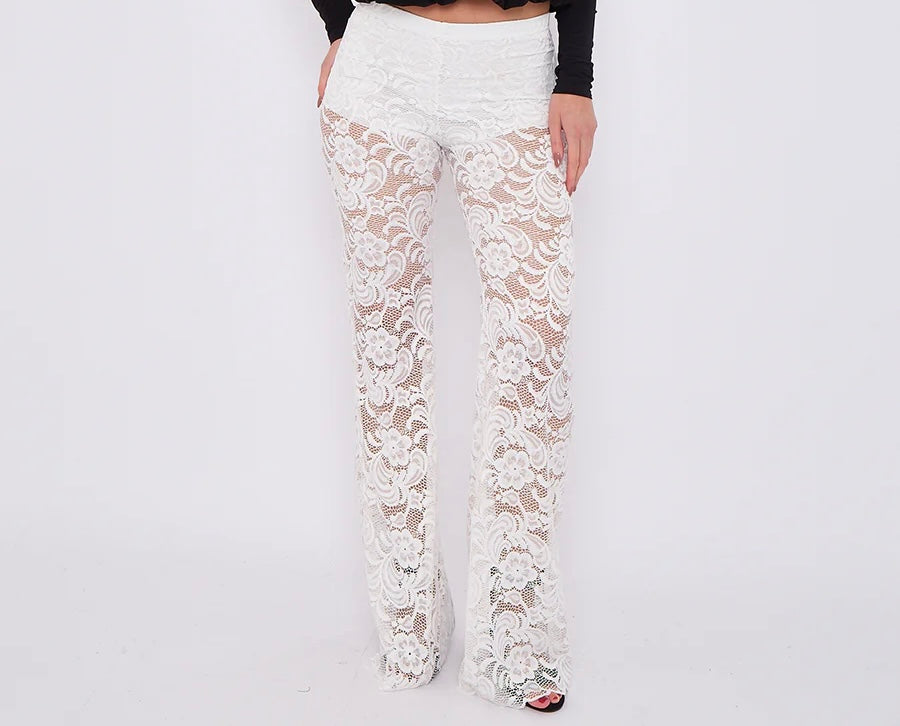 Sheer Floral Lace Trousers