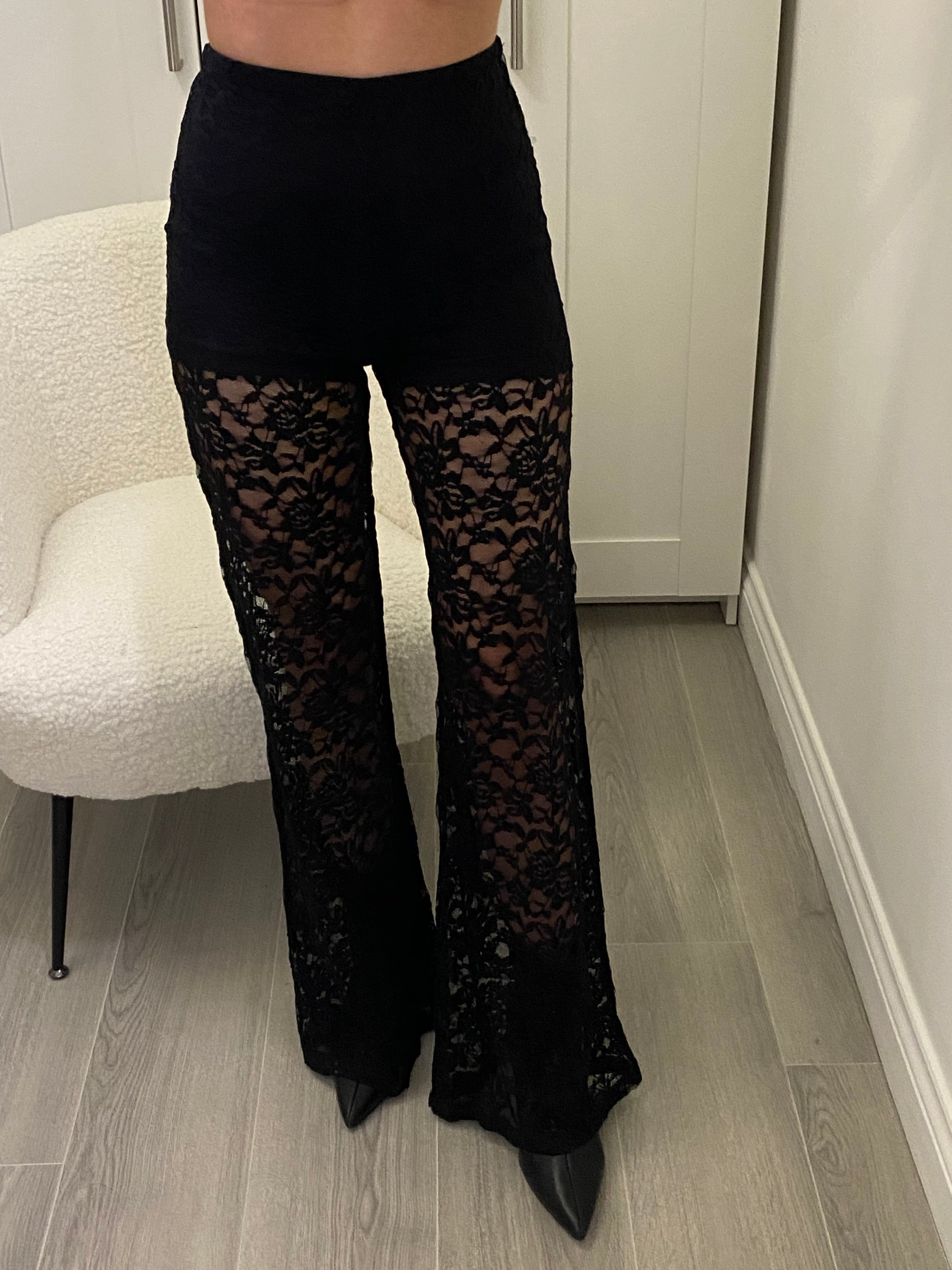 Sheer Floral Lace Trousers