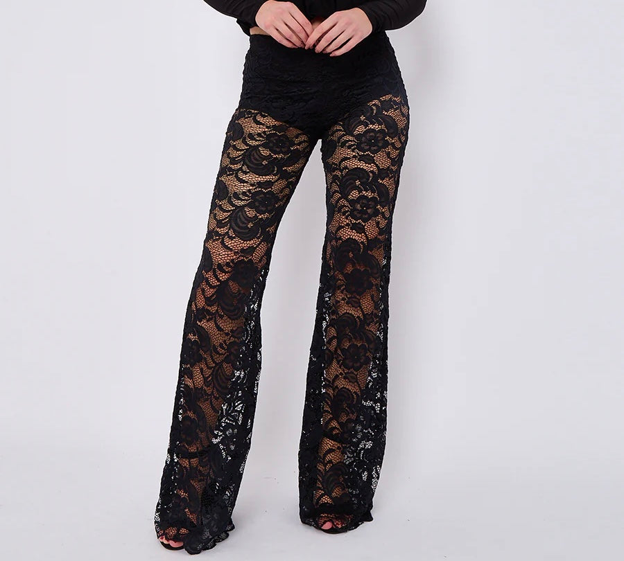 Sheer Floral Lace Trousers