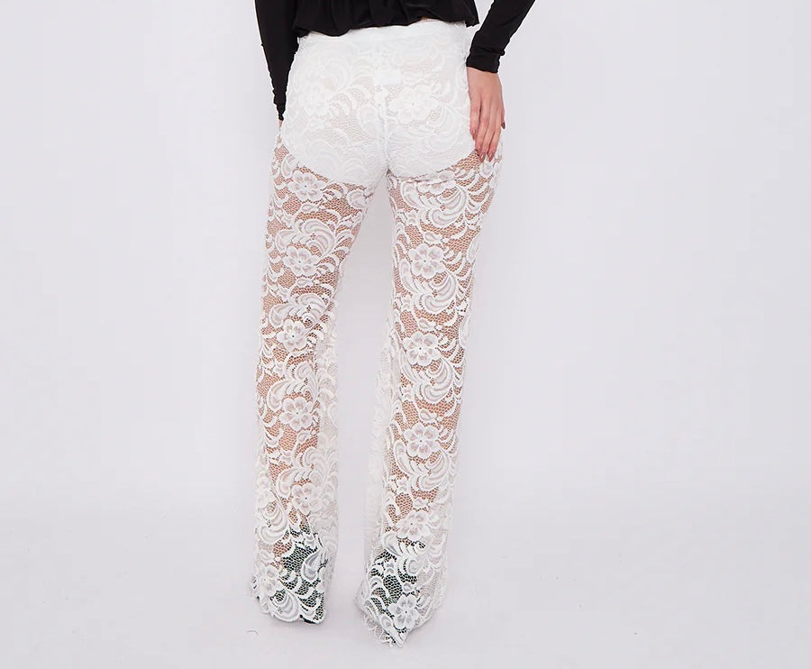 Sheer Floral Lace Trousers