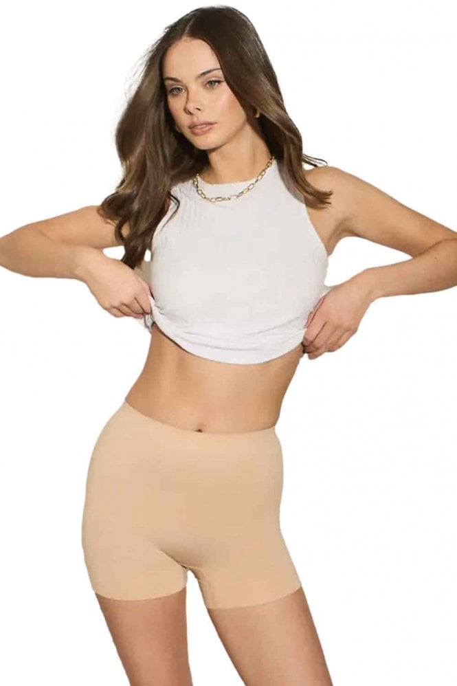 Beige High Waisted Shapewear Safety Shorts