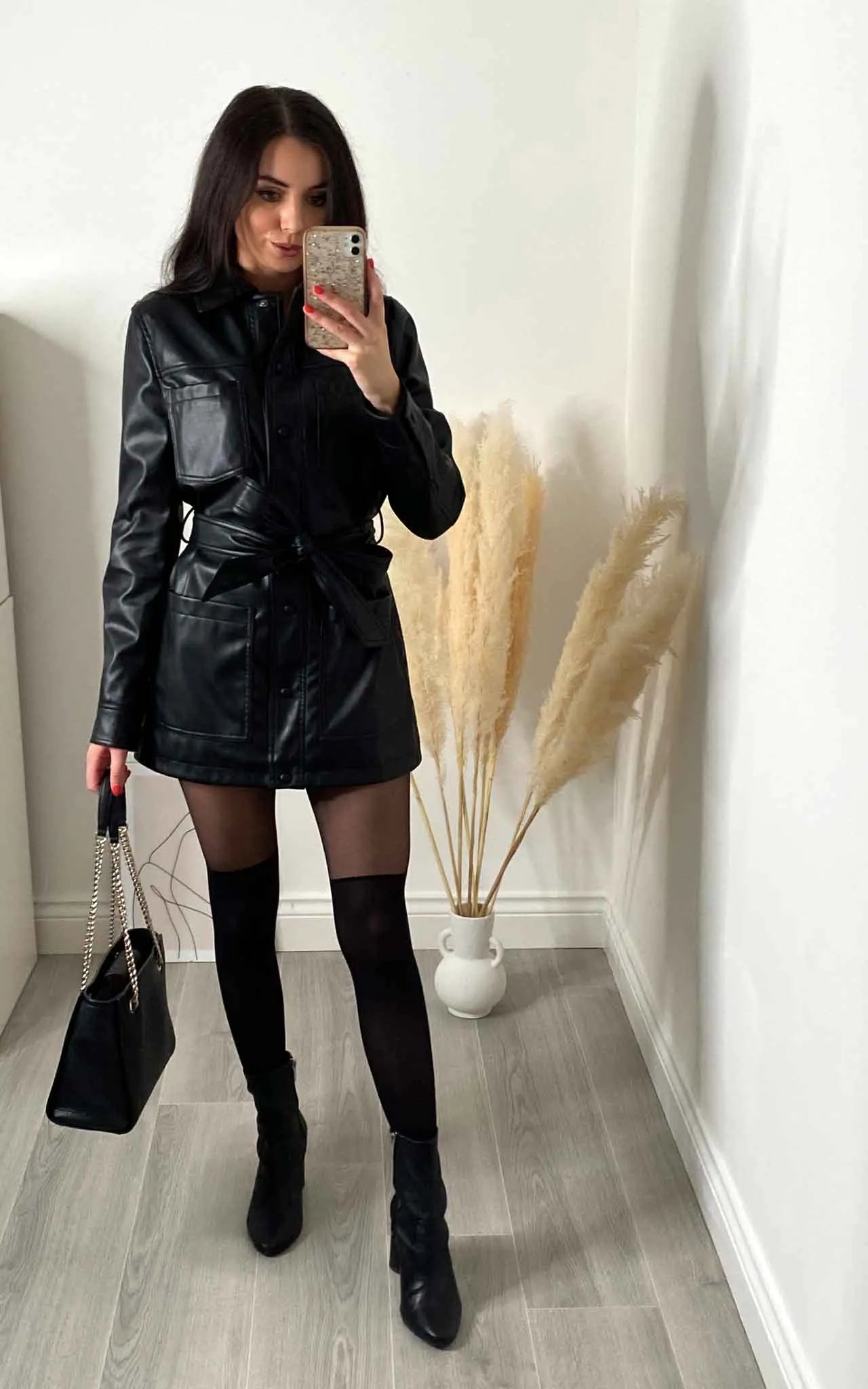 Black Two Tone Over Knee Tights