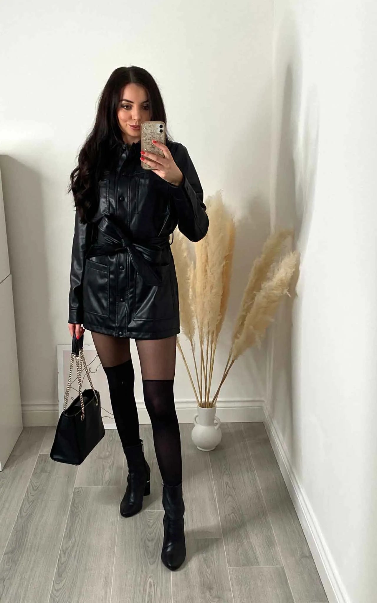 Black Two Tone Over Knee Tights